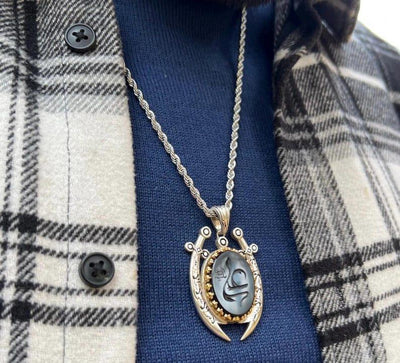 Moula Ali (AS) Locket with Chain featuring Double Zulfiqar and Aqeeq stone